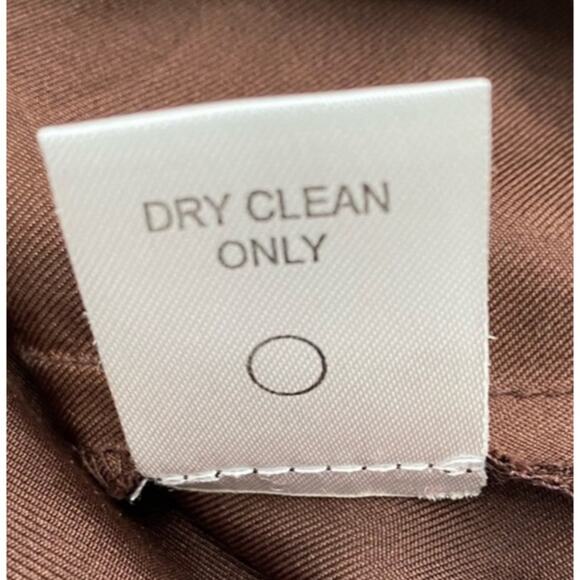 WM New York Design Brown Silk Ruffle Front Dress, Size Petite Small - Picture 11 of 13